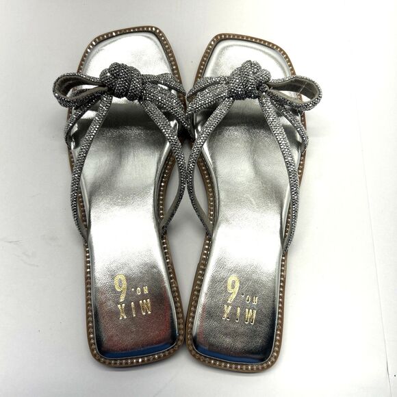 MIX No. 6 Marbie Women Flat Slide Evening Sandals Size 8.5  Silver New in Box - Picture 1 of 10